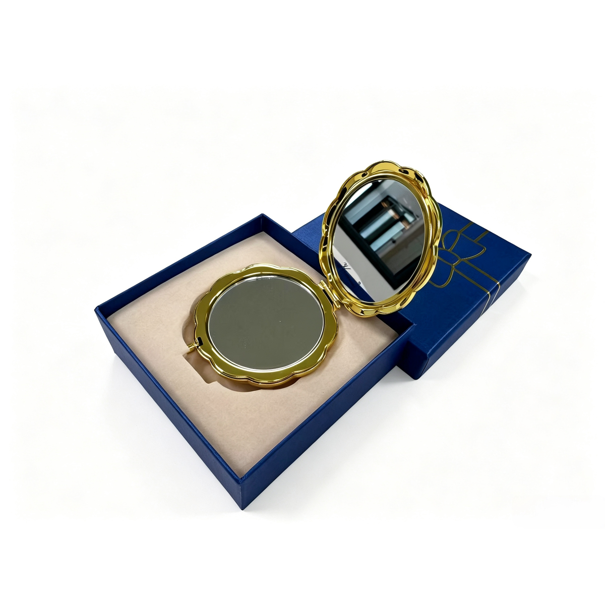 Handcrafted Gold Embossed Compact Mirror - Image 2