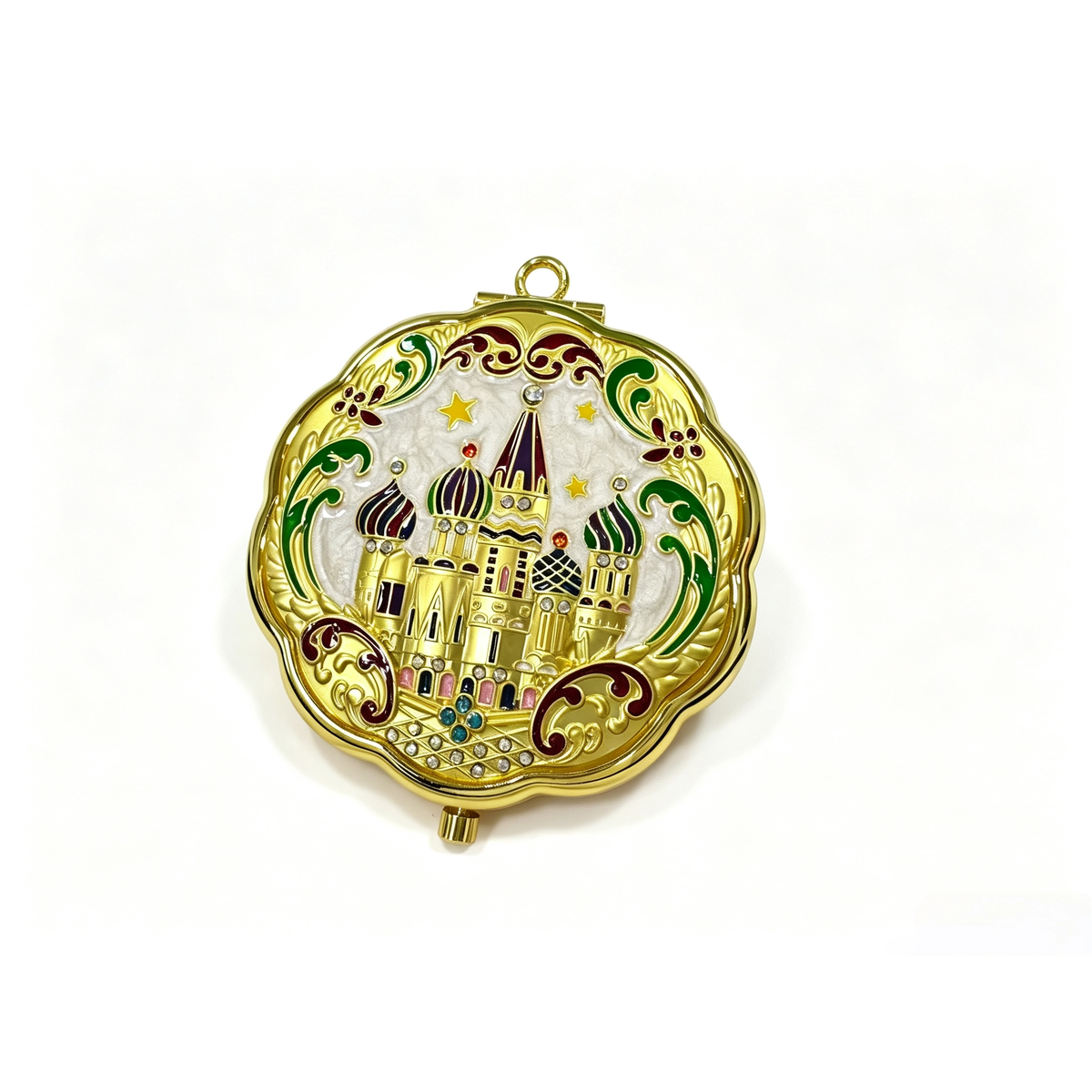 Handcrafted Gold Embossed Compact Mirror - Image 3