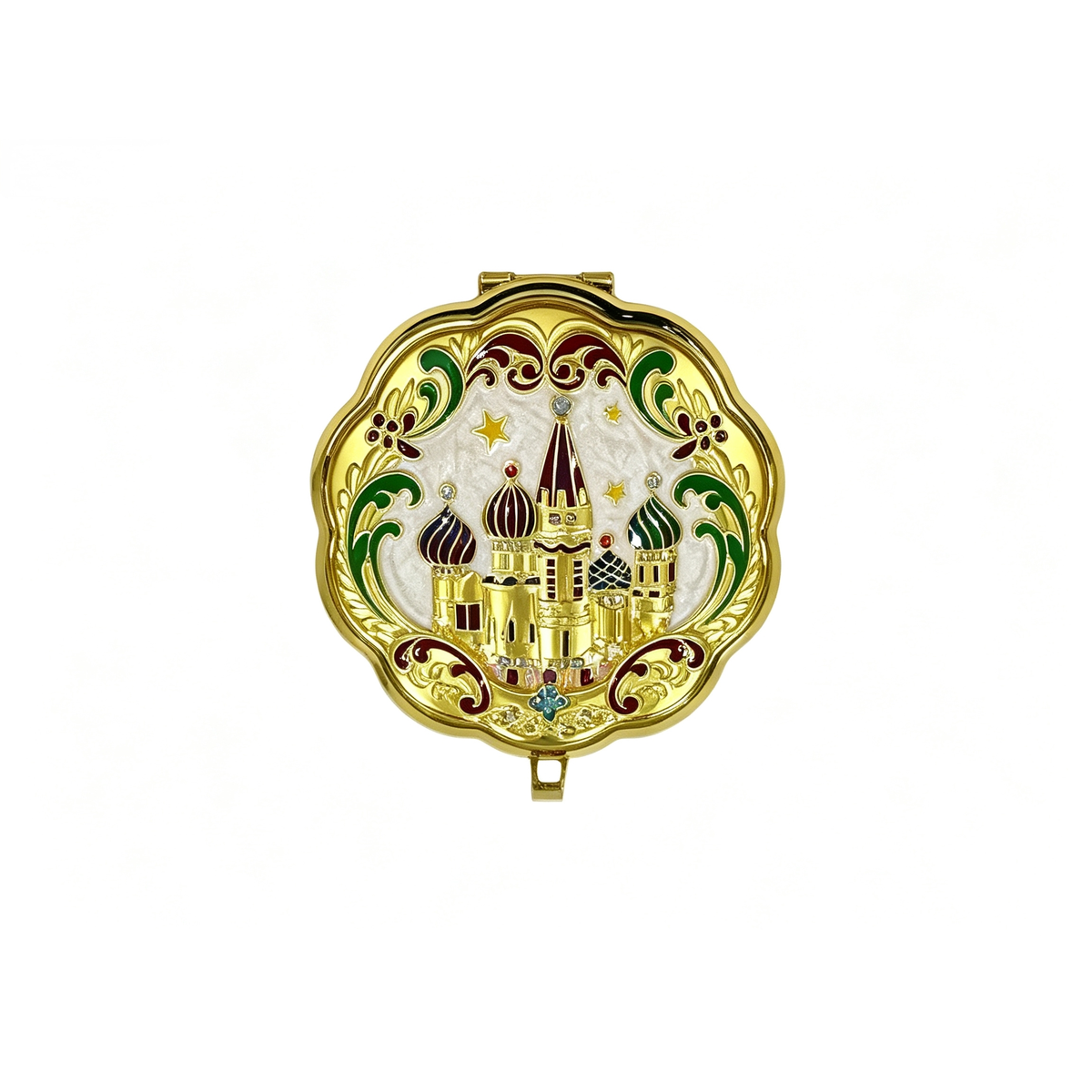 Handcrafted Gold Embossed Compact Mirror - Image 4