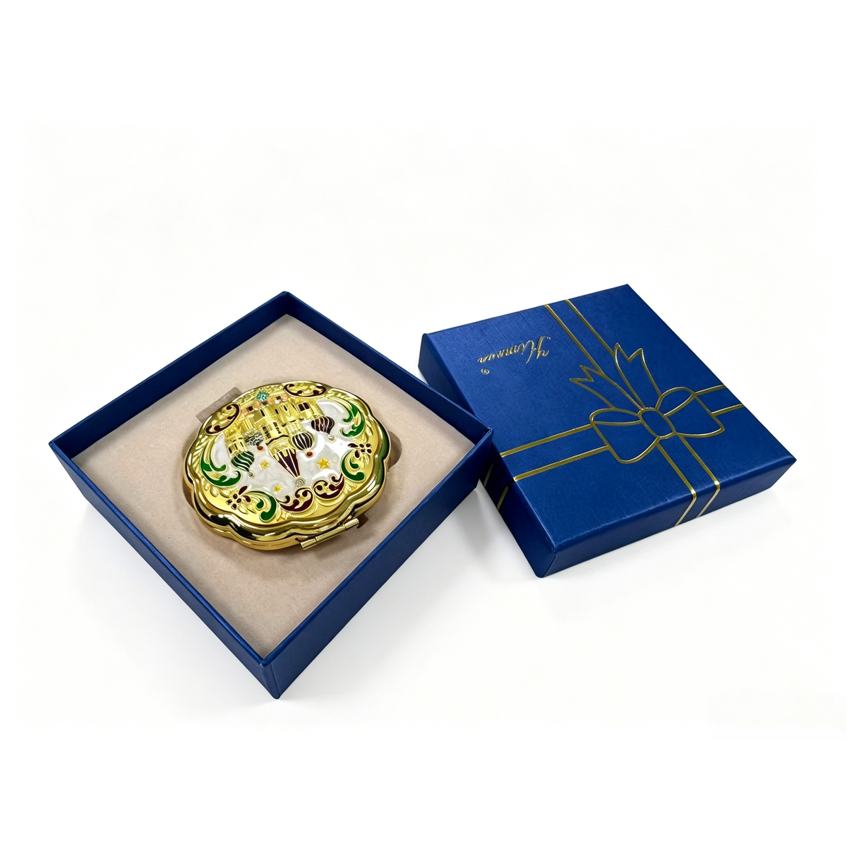 Handcrafted Gold Embossed Compact Mirror - Image 5