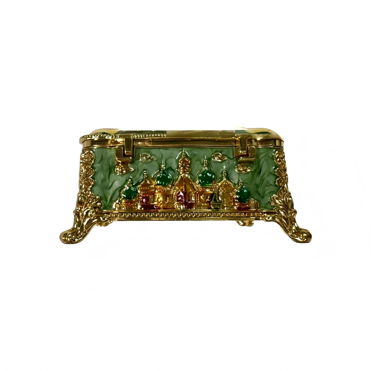 Handcrafted Green Russian-Style Jewelry Box