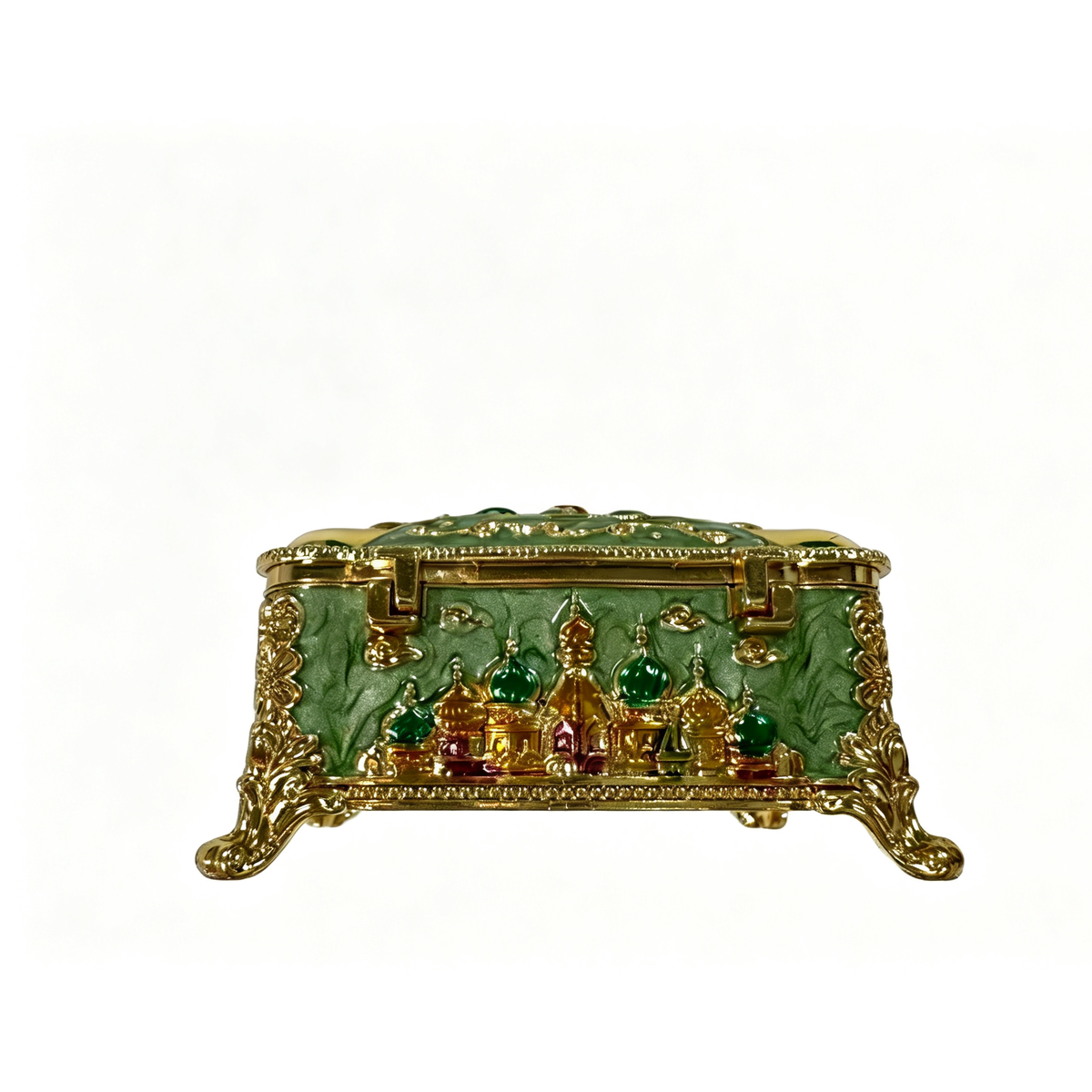 Handcrafted Green Russian-Style Jewelry Box - Image 7
