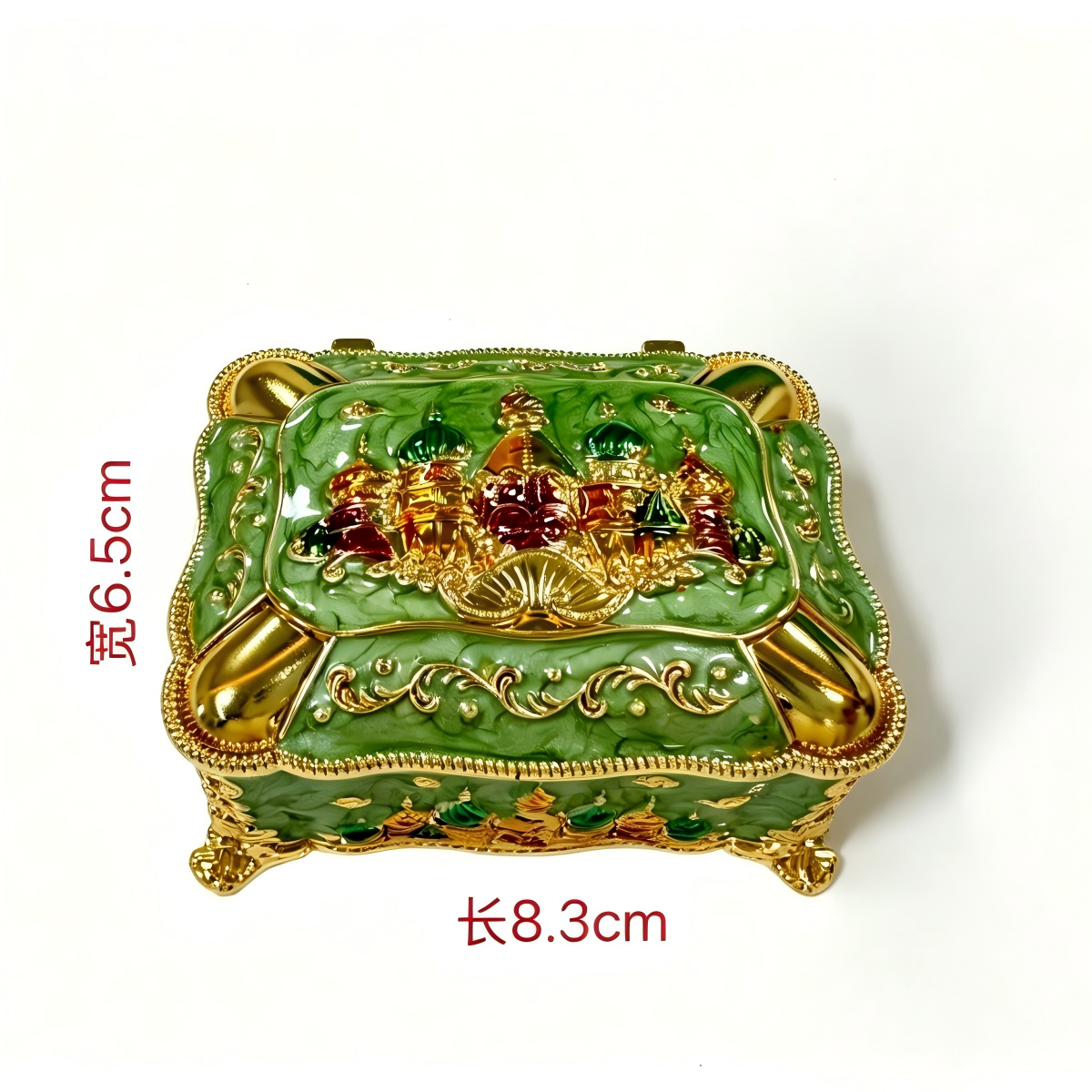 Handcrafted Green Russian-Style Jewelry Box - Image 8