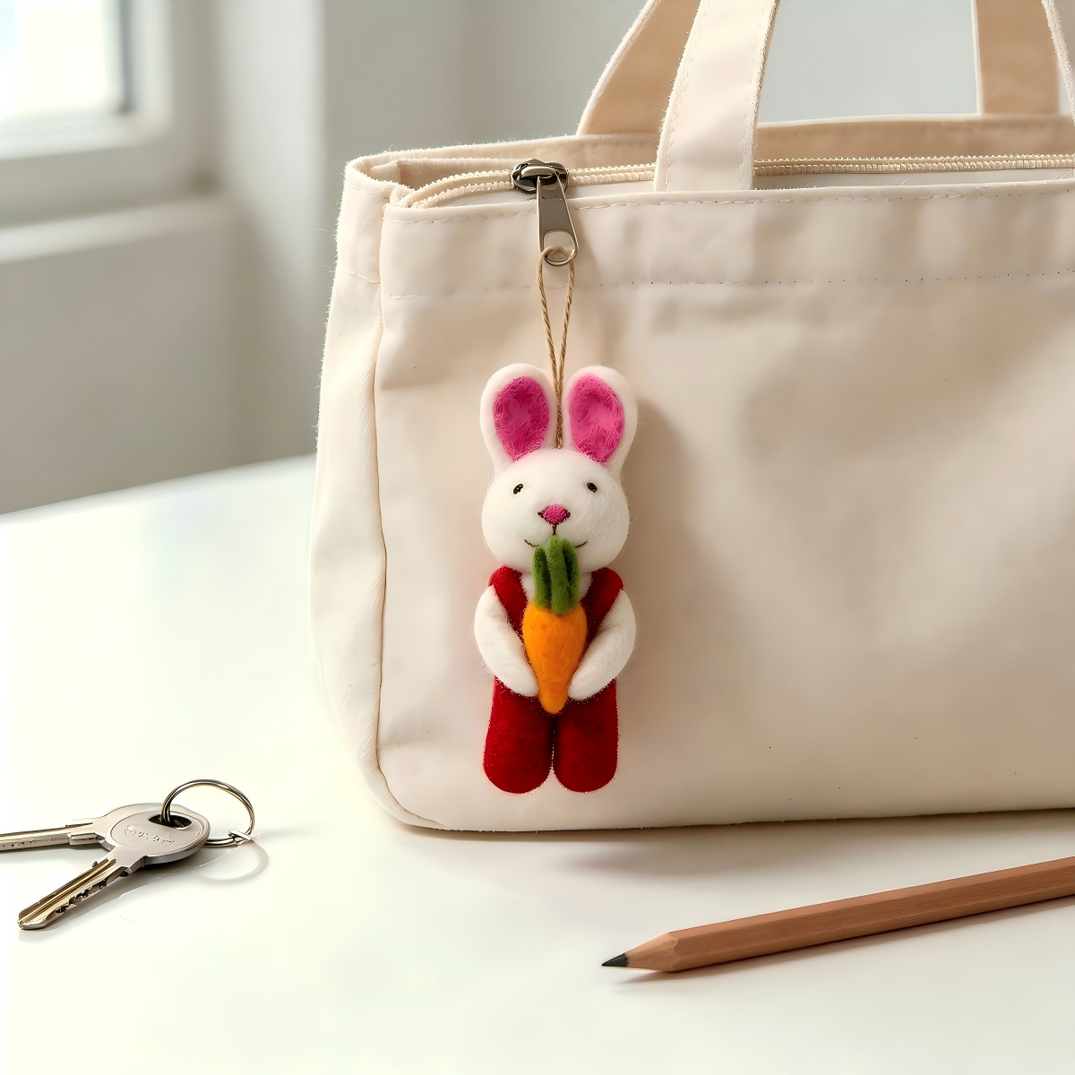 Handmade Felt Bunny Bag Charm - Image 8