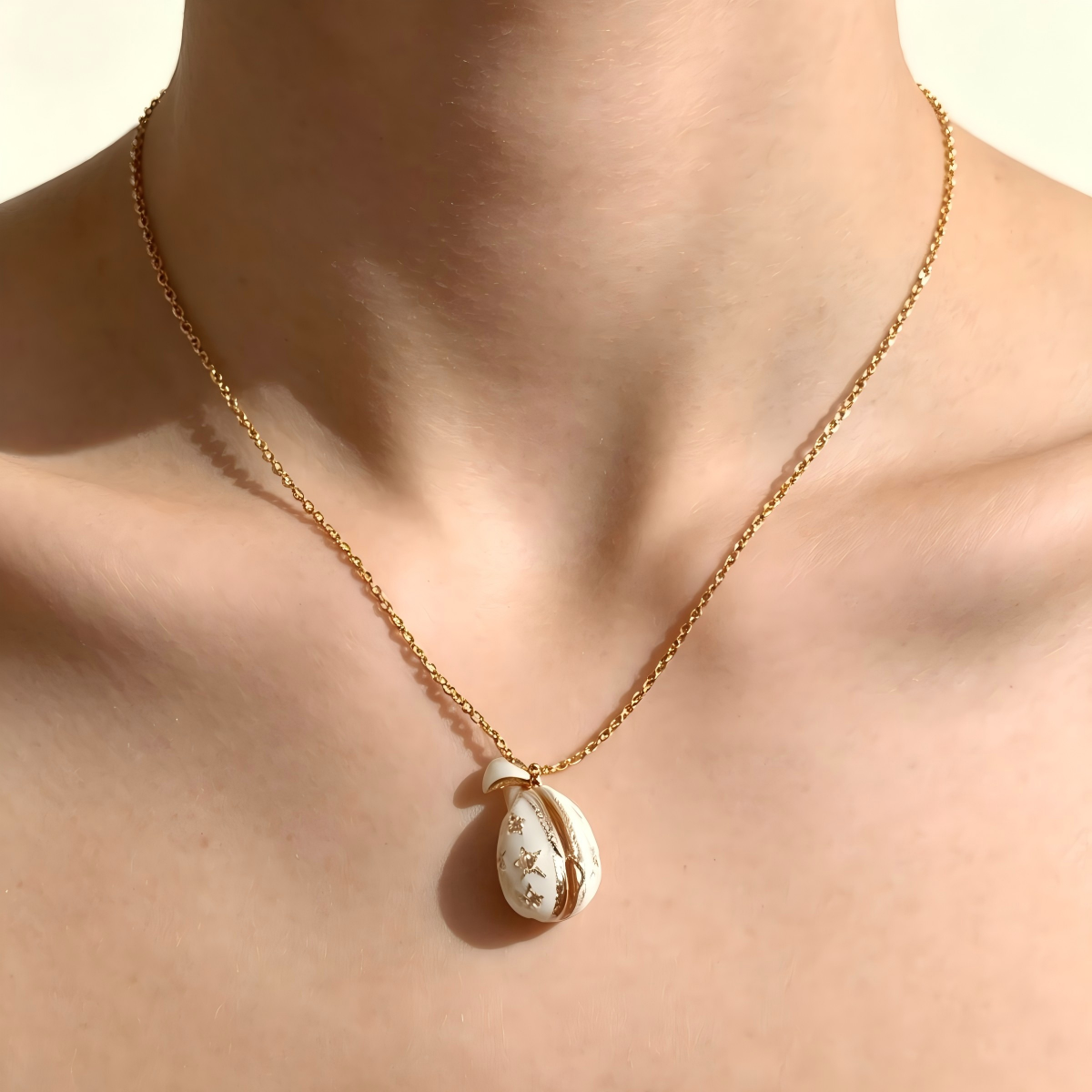 Lucky Egg Enamel Pendant Necklace