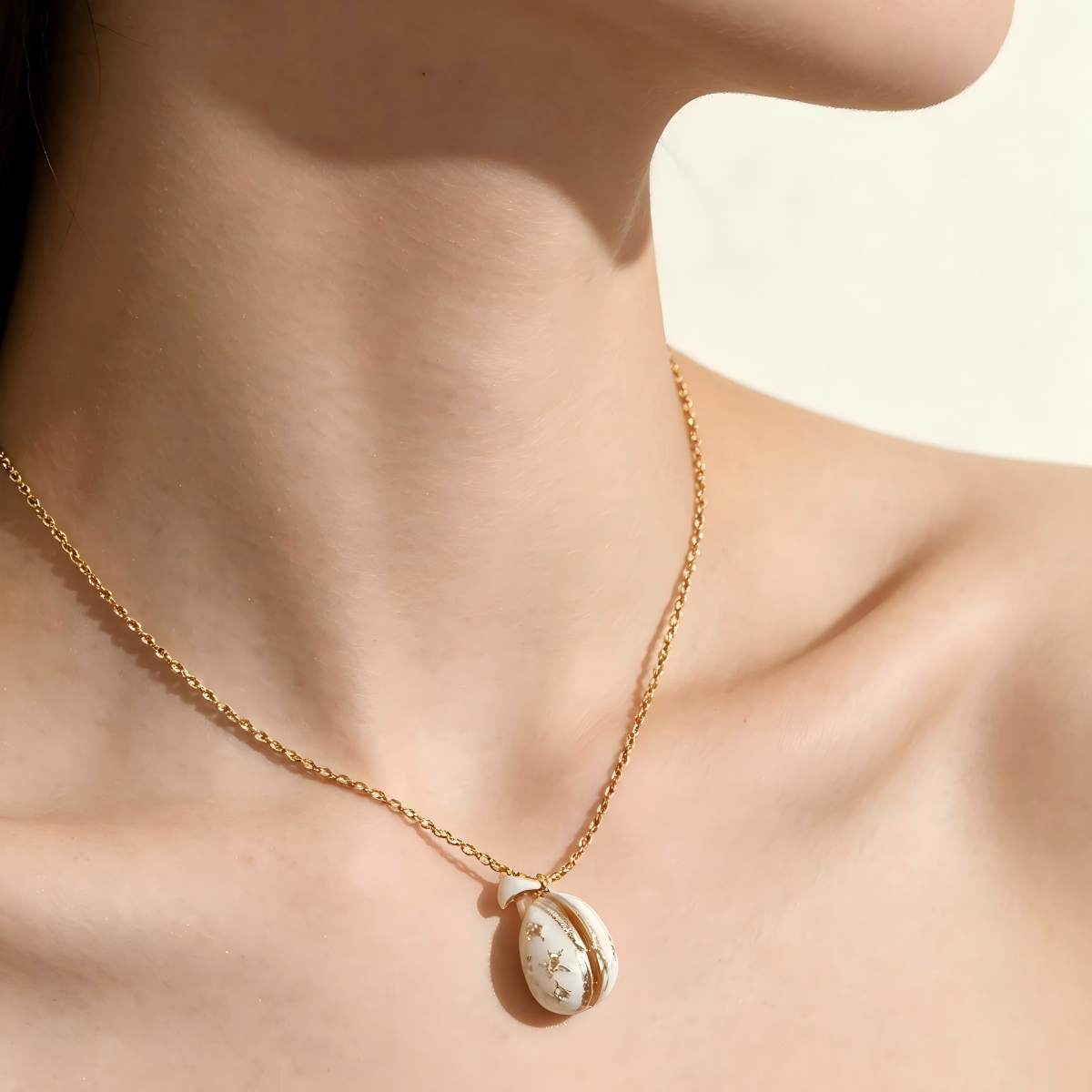 Lucky Egg Enamel Pendant Necklace - Image 2